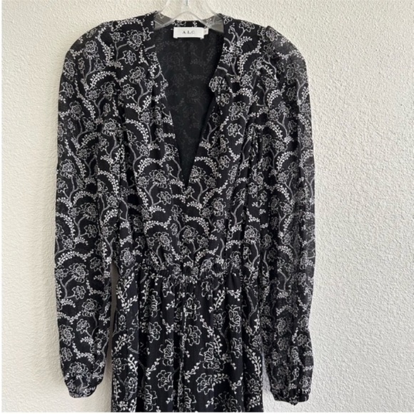 ALC Kate Floral Long Sleeve Silk Blend Midi Dress - Picture 6 of 9